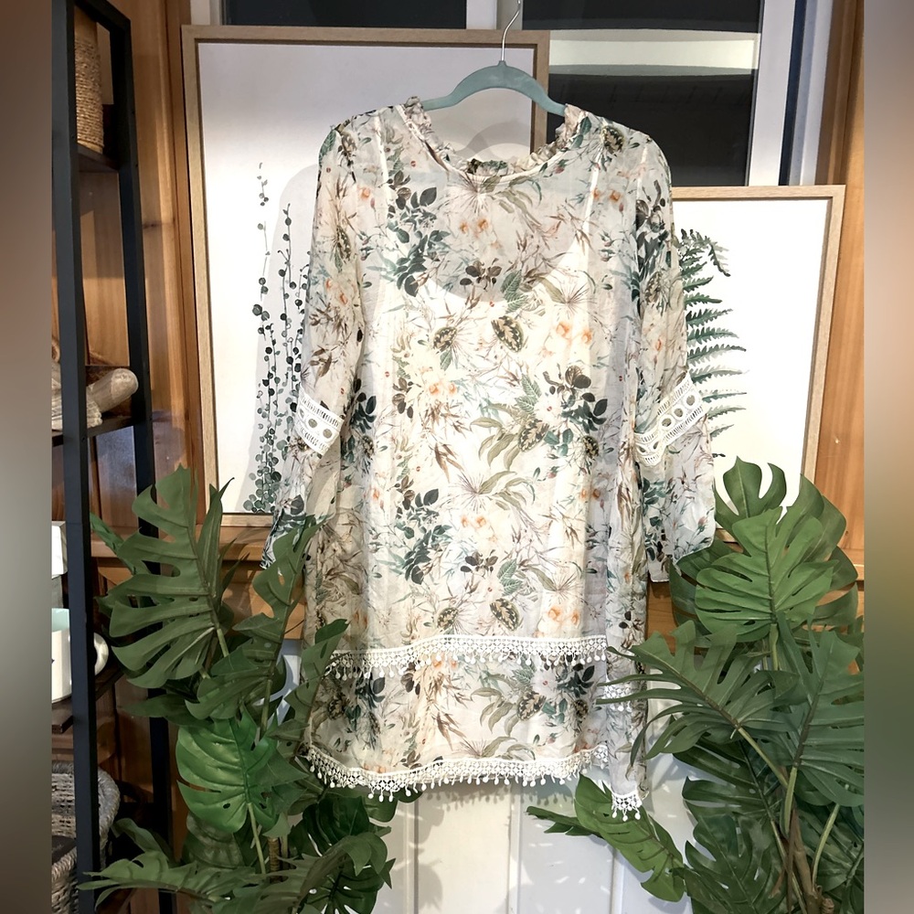 Bellambra 100% Silk Floral Layered Tunic + Tank Made in Italy Size S - Picture 3 of 10